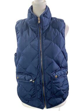 WOOLRICH Women Full Zip Pockets Quilted Duck Down Puff Vest Sz S Blue 72-12